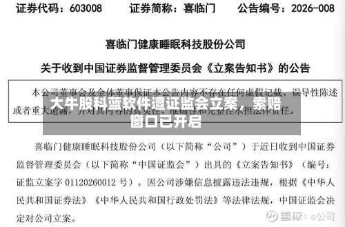 大牛股科蓝软件遭证监会立案，索赔窗口已开启